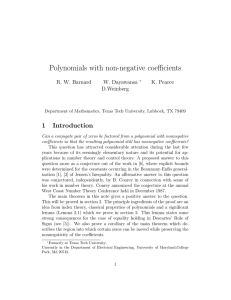 Polynomials with non-negative coefficients 1 Introduction R. W. Barnard