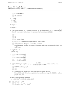 Page 1 Exam # 1 Sample Review 1. (a) k = 9.805806757