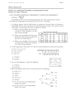 Page 1 Week in Review #7 Section 7.6: Bayes’ Theorem.