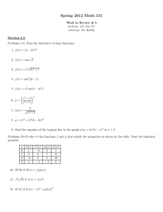 Spring 2012 Math 151 Section 3.5