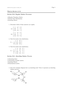 Page 1 Week in Review # 10 Section M.2: Regular Markov Processes