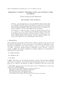 BIRKHOFF’S VARIETY THEOREM WITH AND WITHOUT FREE ALGEBRAS JI ˇ