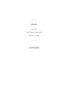 ANSWERS EXAM Exam #1 Math 1351-04, Spring 2003