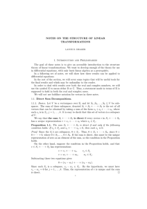 NOTES ON THE STRUCTURE OF LINEAR TRANSFORMATIONS 1. Introduction and Preliminaries
