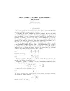 NOTES ON LINEAR SYSTEMS OF DIFFERENTIAL EQUATIONS 1. Introduction