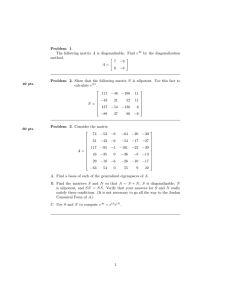 Problem 1. The following matrix A is diagonalizable. Find e method.
