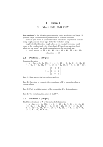 1 Exam 1 2 Math 3351, Fall 2207