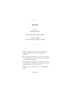 EXAM Exam 2 Takehome Exam Math 2350-02&amp;04, Spring 2008
