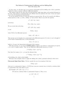 The Method of Undetermined Coefficients and the Shifting Rule.