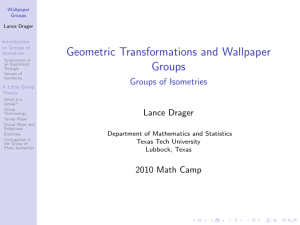 Geometric Transformations and Wallpaper Groups Groups of Isometries Lance Drager