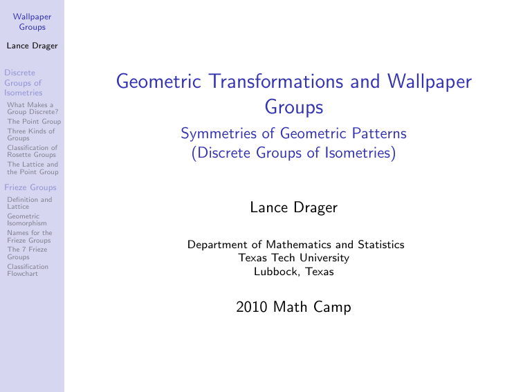 Geometric Transformations and Wallpaper Groups Symmetries of Geometric ...