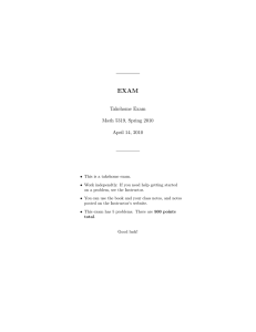 EXAM Takehome Exam Math 5319, Spring 2010 April 14, 2010