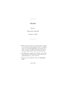 EXAM Exam 1 Math 5316, Fall 2012 October 8, 2012