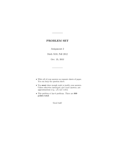 PROBLEM SET Assignment 2 Math 5316, Fall 2012 Oct. 25, 2012