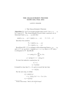 THE GRAM-SCHMIDT PROCESS MATH 5316, FALL 2012 1. The Gram-Schmidt Process K