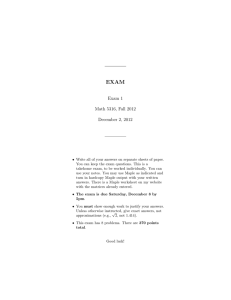 EXAM Exam 1 Math 5316, Fall 2012 December 2, 2012