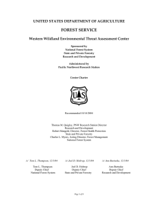 FOREST SERVICE  UNITED STATES DEPARTMENT OF AGRICULTURE  Western Wildland Environmental Threat Assessment Center