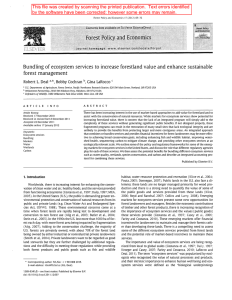 Bundling of ecosystem  services  to increase forestland value... forest  management