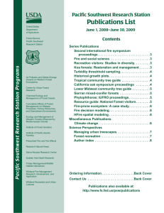 Publications List Pacific Southwest Research Station Contents June 1, 2008–June 30, 2009