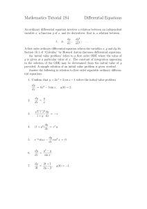 Mathematics Tutorial 1S4 Differential Equations