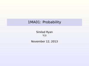 1MA01: Probability Sinéad Ryan November 12, 2013 TCD