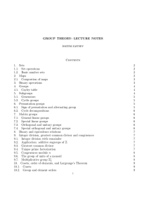 GROUP THEORY: LECTURE NOTES Contents 1. Sets