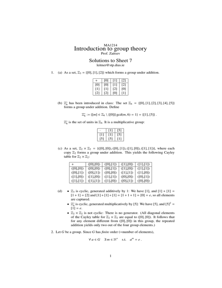 group theory assignment solutions
