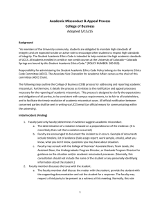 Academic Misconduct &amp; Appeal Process College of Business Adopted 5/15/15