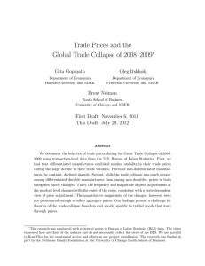 Trade Prices and the Global Trade Collapse of 2008–2009 ∗ Gita Gopinath
