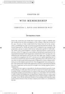 WTO Membership Chapter 20 Introduction Christina L. Davis and Meredith Wilf