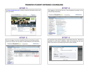TRANSFER STUDENT ENTRANCE COUNSELING