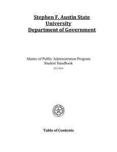 Stephen F. Austin State University Department of Government Master of Public Administration Program