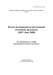 Recent developments in international investment agreements (2007–June 2008)