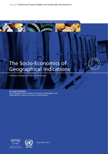 The Socio-Economics of Geographical Indications UNCTAD-ICTSD Project on IPRs and Sustainable Development