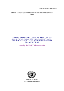 TRADE AND DEVELOPMENT ASPECTS OF INSURANCE SERVICES AND REGULATORY FRAMEWORKS