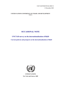 OCCASIONAL NOTE UNCTAD survey on the internationalization of R&amp;D