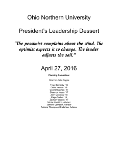 Ohio Northern University  President’s Leadership Dessert