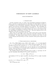 COHOMOLOGY OF HOPF ALGEBRAS 1. Introduction