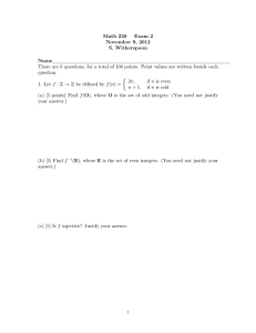 Math 220 Exam 2 November 9, 2012 S. Witherspoon