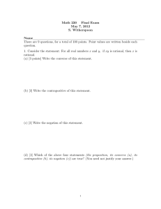 Math 220 Final Exam May 7, 2012 S. Witherspoon