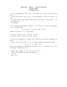 Math 220 Exam 1 Partial Solutions October 2013