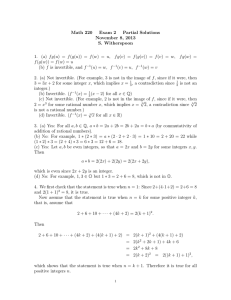 Math 220 Exam 2 Partial Solutions November 8, 2013