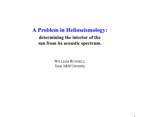 A Problem in Helioseismology: determining the interior of the W