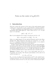 Notes on the center of u sl(2, C) 1 Introduction