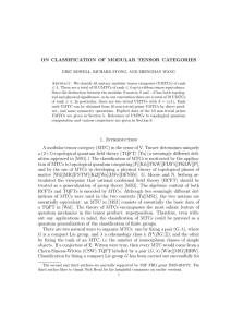 ON CLASSIFICATION OF MODULAR TENSOR CATEGORIES