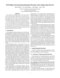 2D-Profiling: Detecting Input-Dependent Branches with a Single Input Data Set