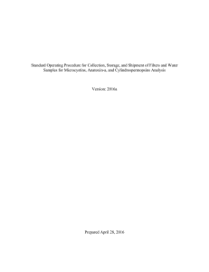 Standard Operating Procedure for Collection, Storage, and Shipment of Filters... Samples for Microcystins, Anatoxin-a, and Cylindrospermopsins Analysis