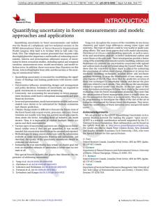 INTRODUCTION Quantifying uncertainty in forest measurements and models: approaches and applications