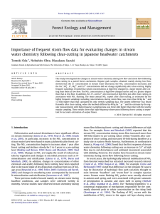 Importance of frequent storm ﬂow data for evaluating changes in... water chemistry following clear-cutting in Japanese headwater catchments