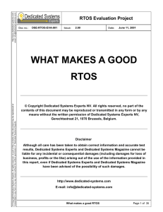 WHAT MAKES A GOOD RTOS RTOS Evaluation Project Experts